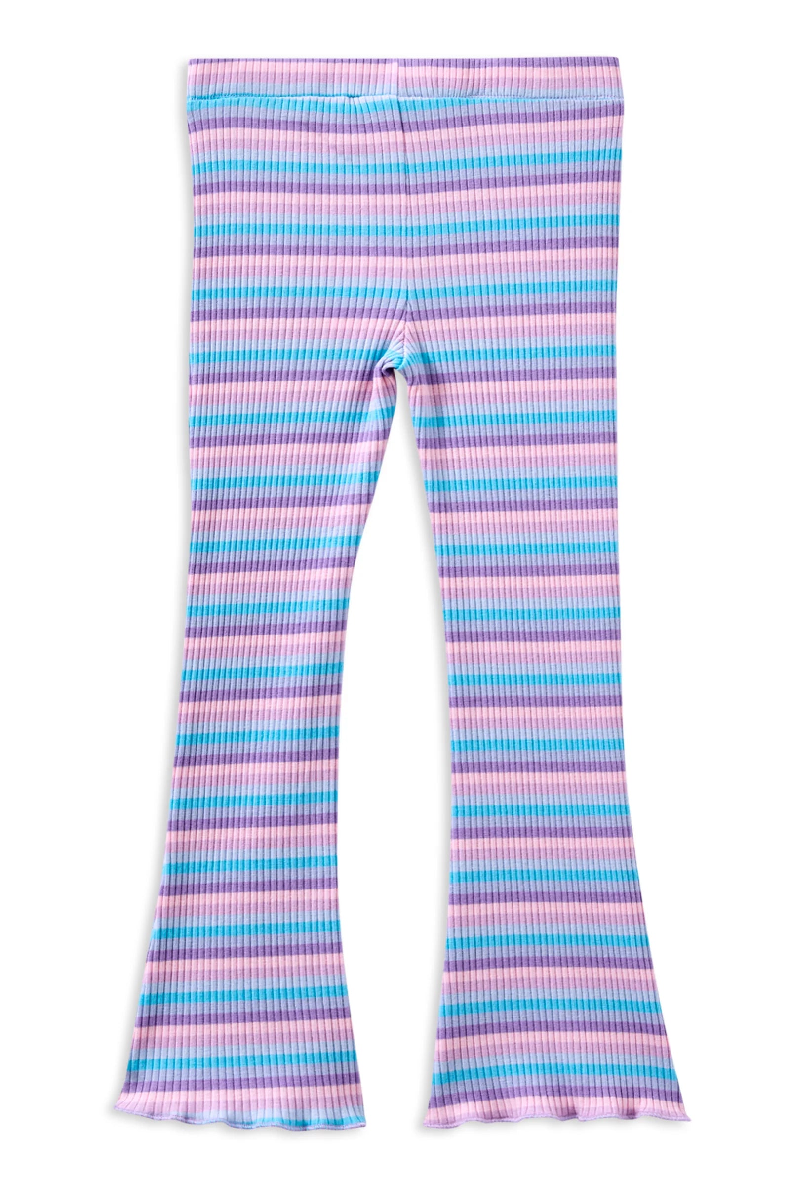Lilac Stripe Rib Flared Legging