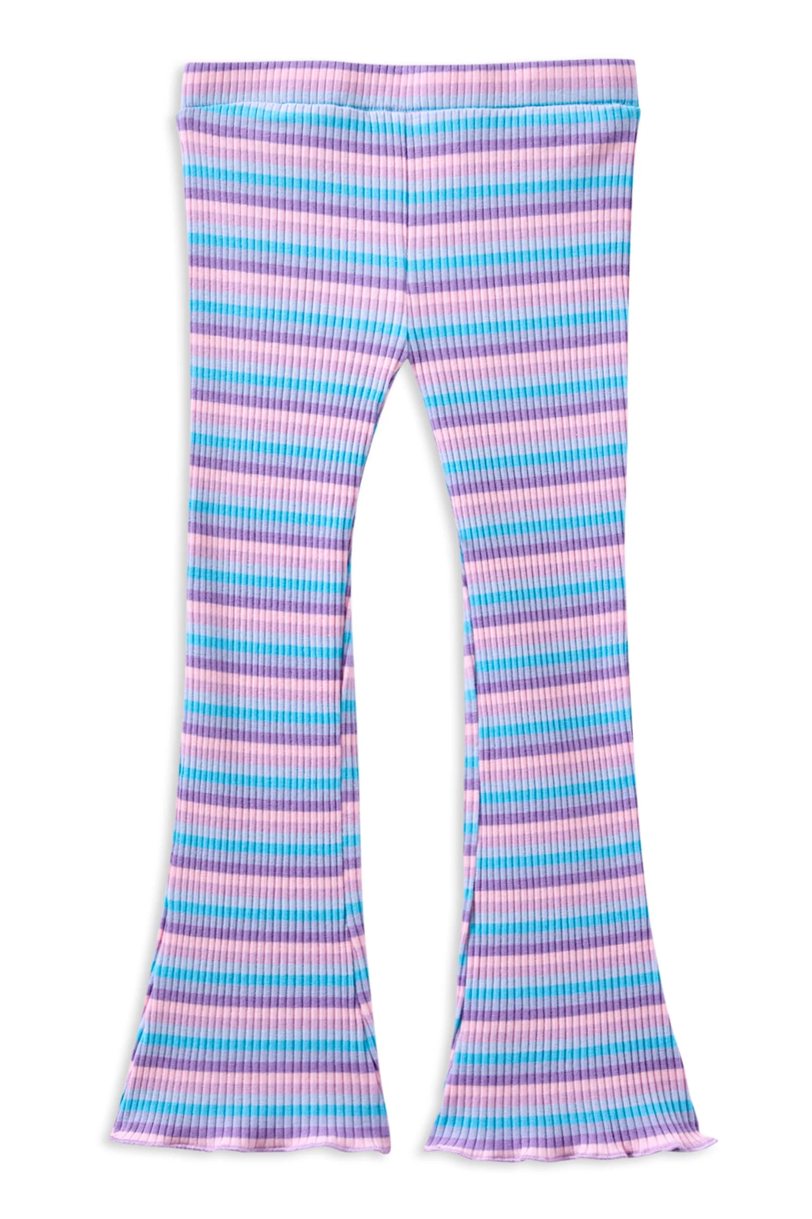 Lilac Stripe Rib Flared Legging