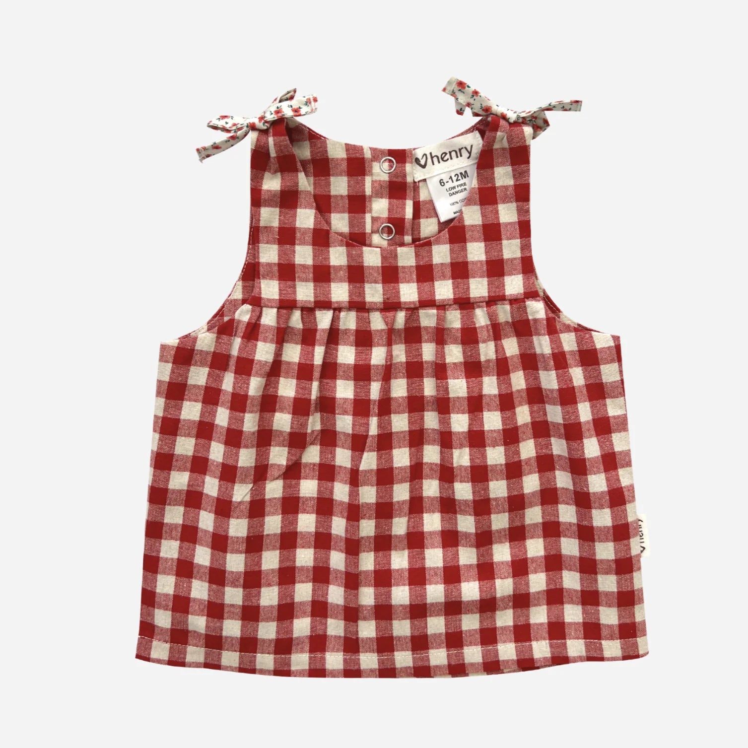 Baby Girls Amelia Top - Red Check