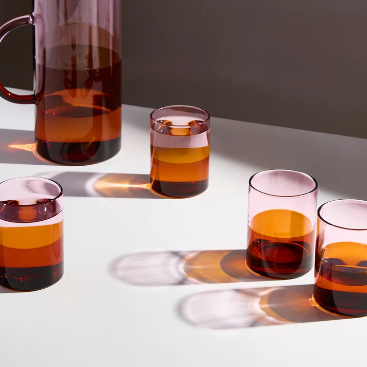 Two Tone Glasses - Pink & Amber (4 pack)