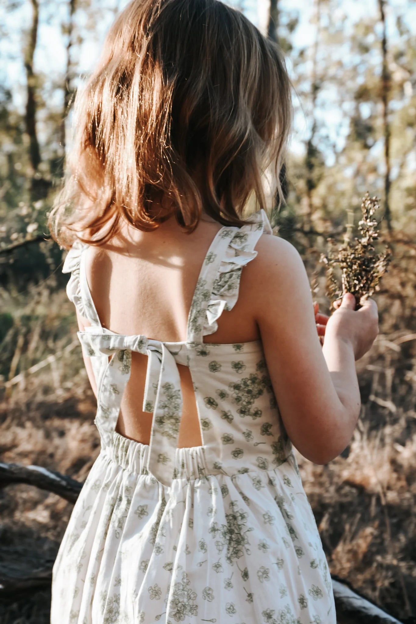 Girls Ellie Dress - Moss Flowers