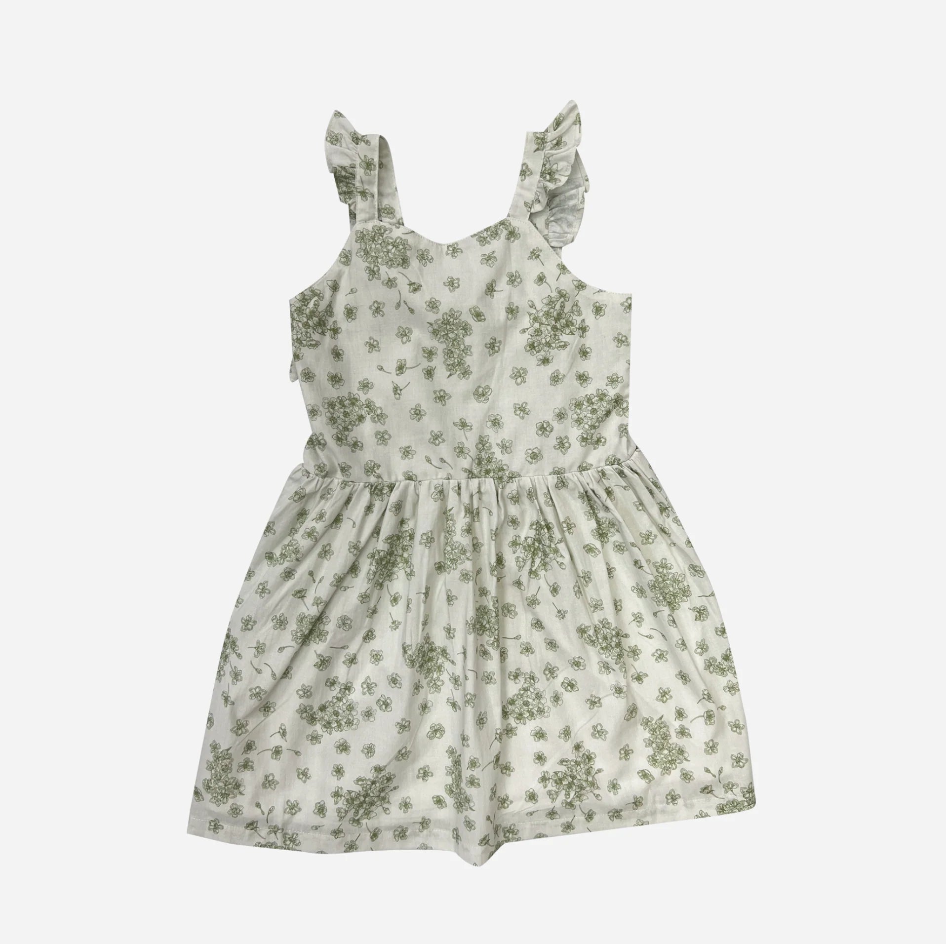 Girls Ellie Dress - Moss Flowers