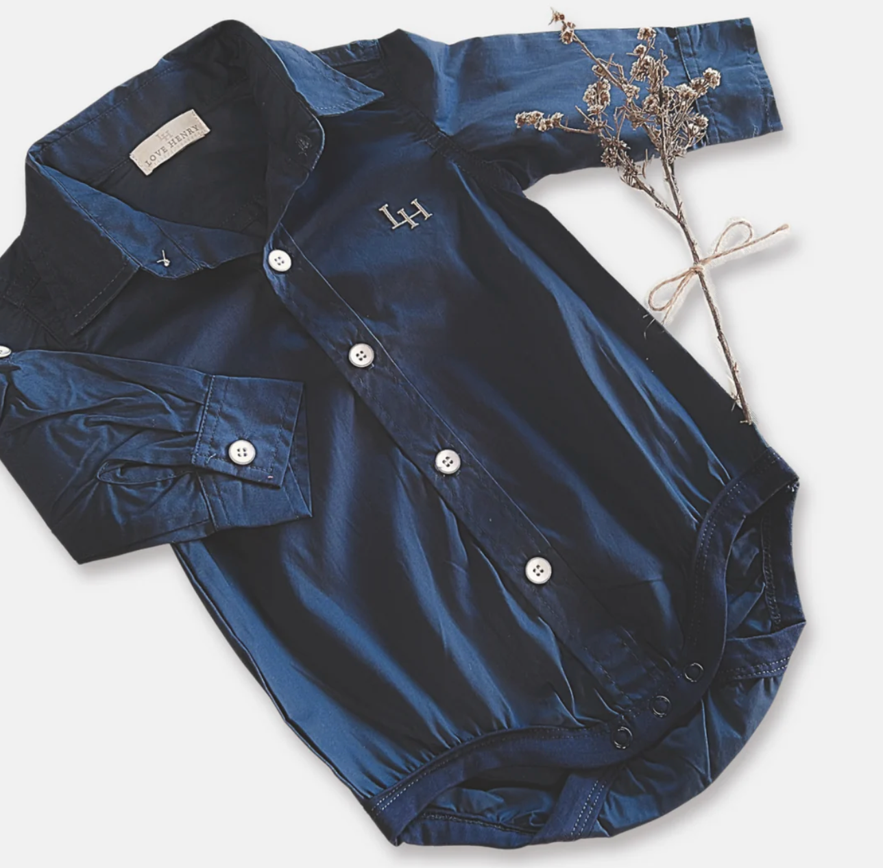 Baby Boys Dress Shirt Romper - Navy