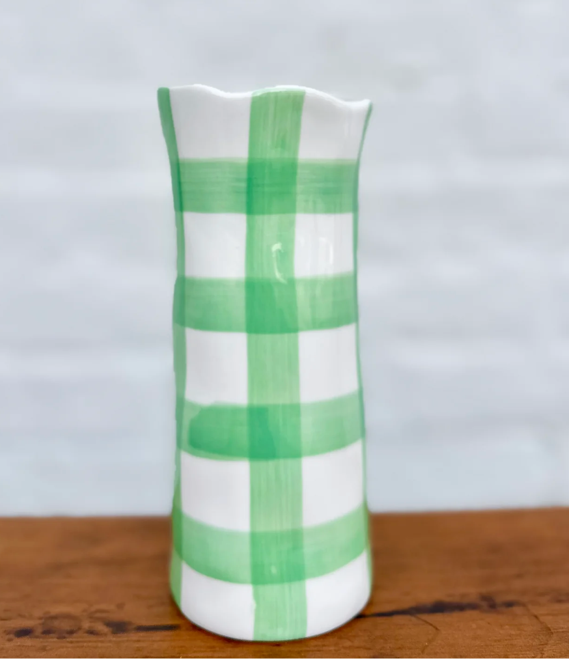 Small Vase - Mint Gingham