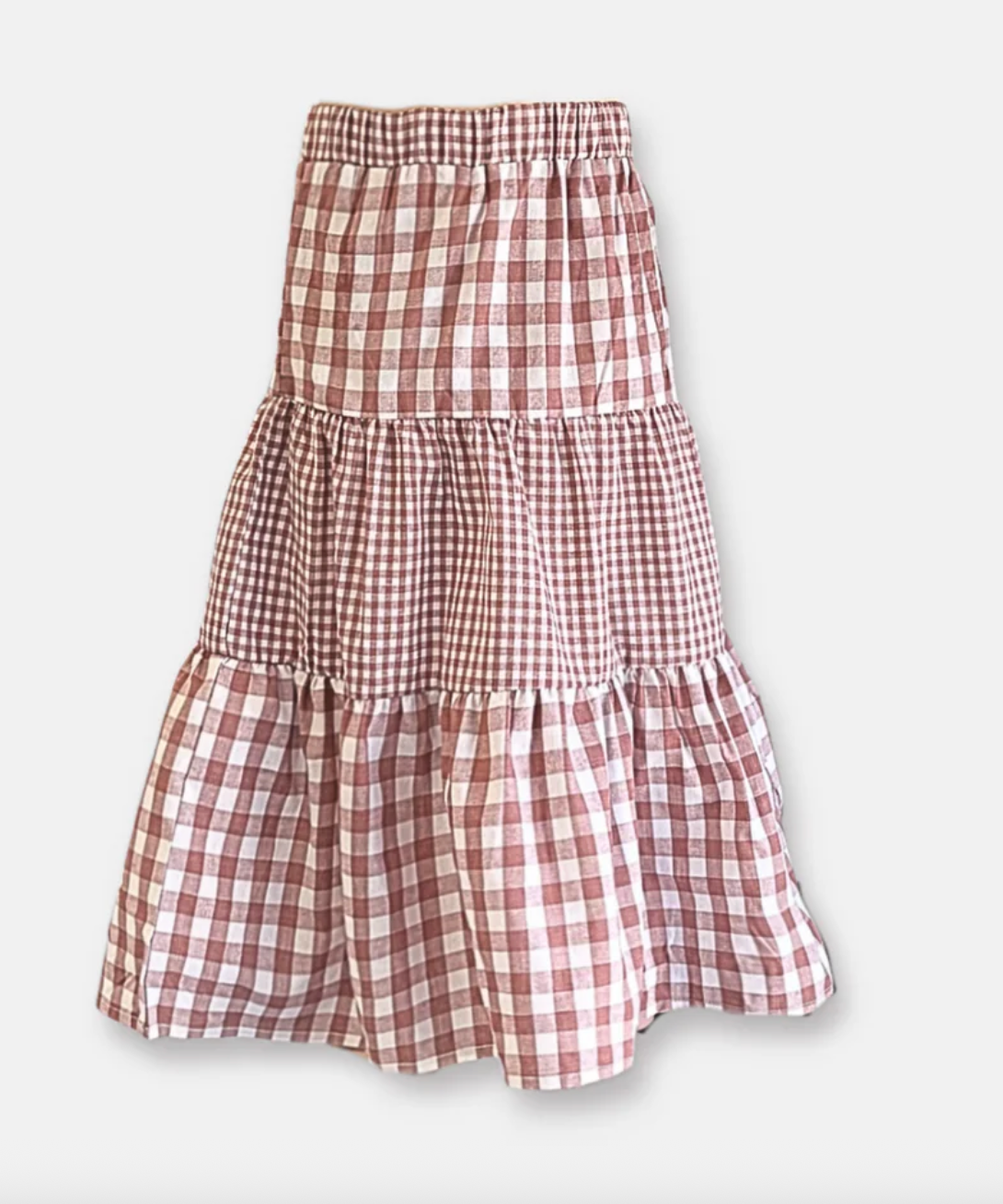 Girls Maxi Skirt - Pink Ginghams