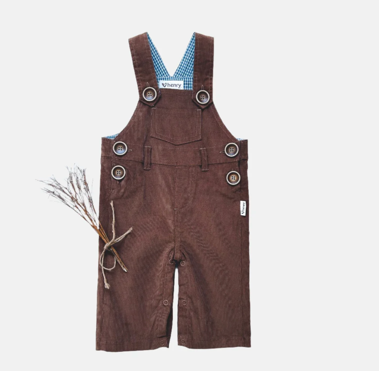 Baby Boys Dungaree - Brown Corduroy