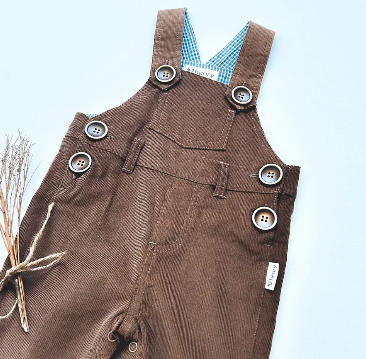 Baby Boys Dungaree - Brown Corduroy