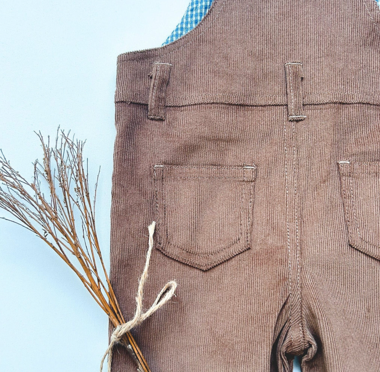 Baby Boys Dungaree - Brown Corduroy