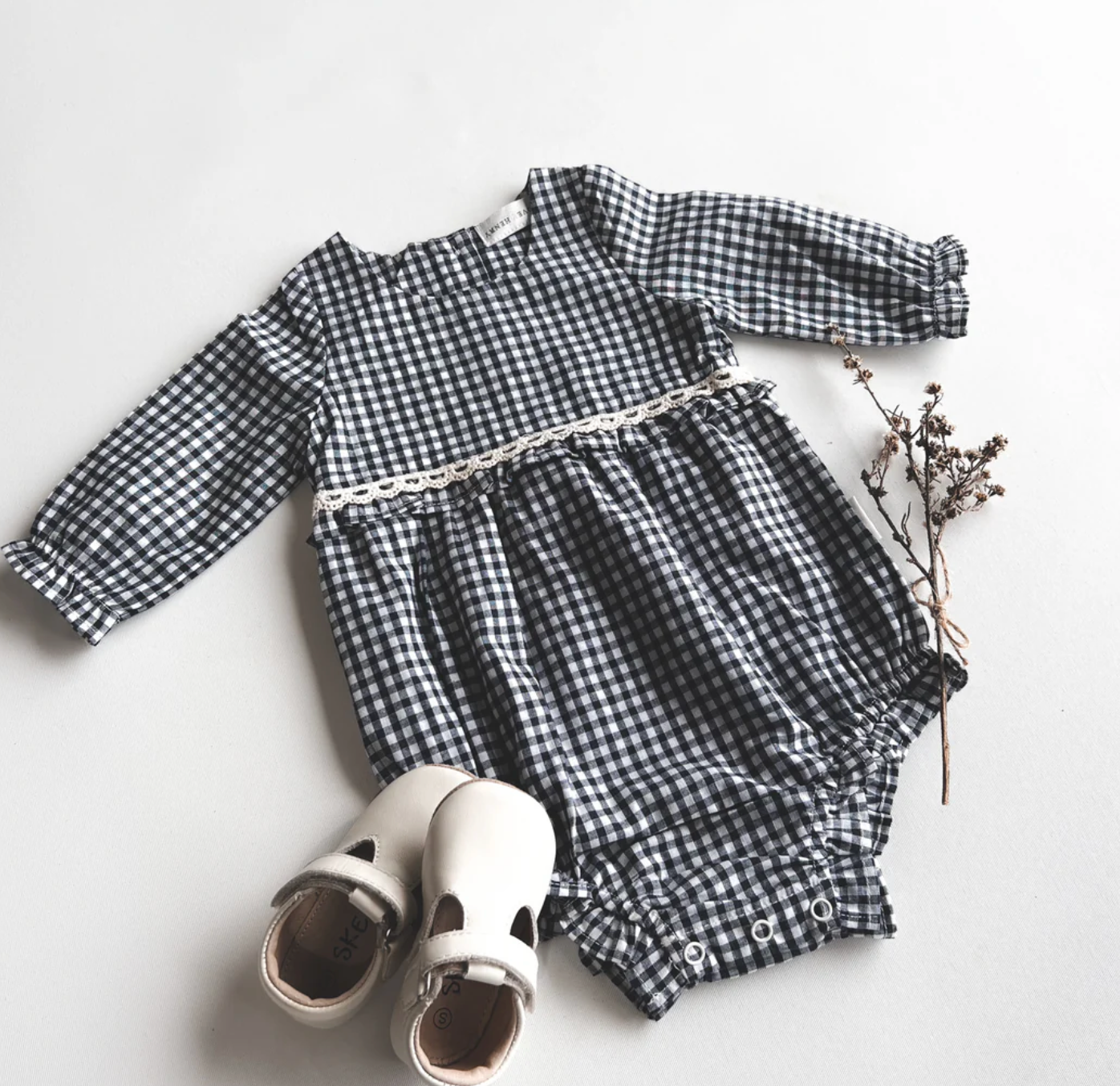 Baby Girls LS Nora Playsuit - Navy Check