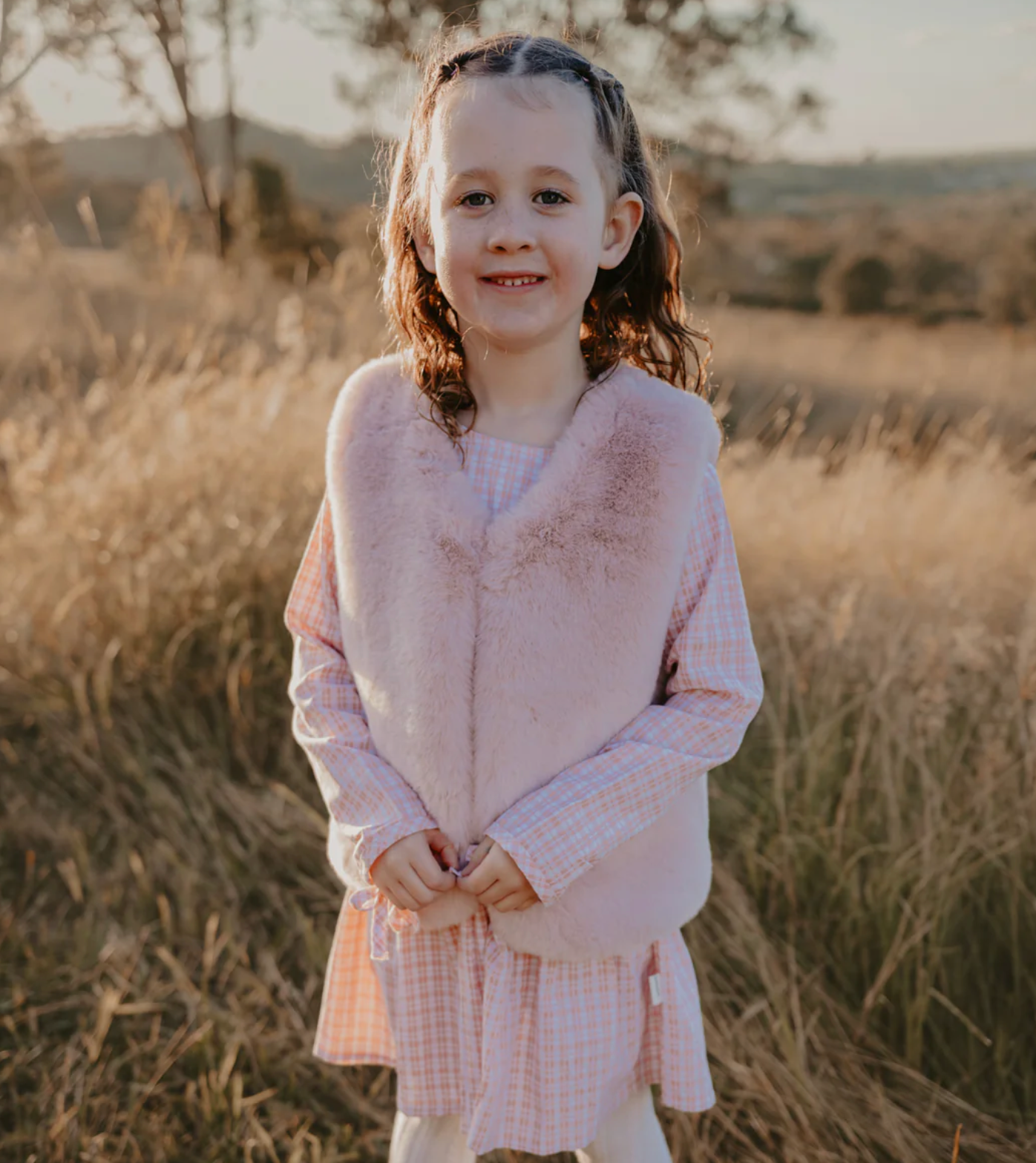 Girls Frankie Dress - Pink Check