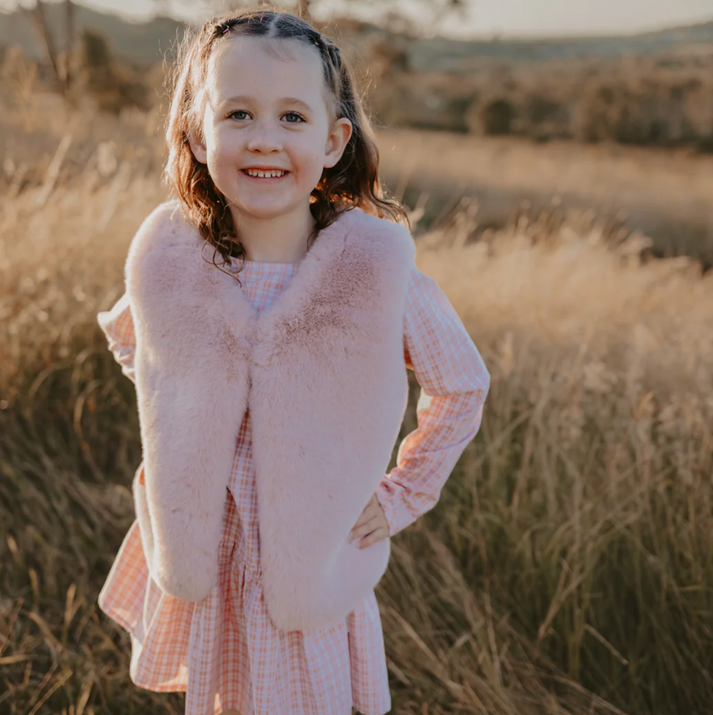 Girls Frankie Dress - Pink Check