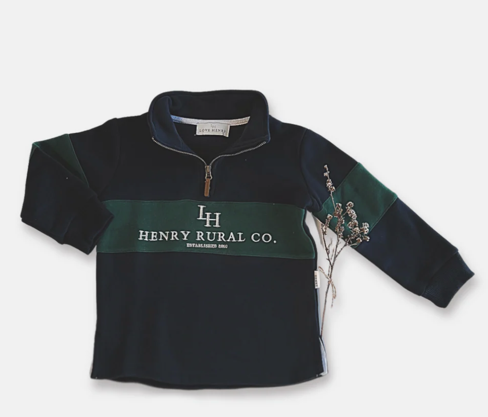 Boys Rural Co Sweater - Navy/Green