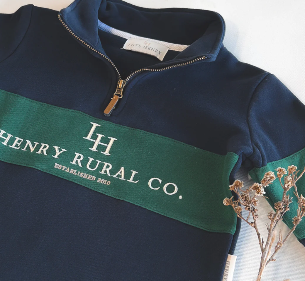 Boys Rural Co Sweater - Navy/Green