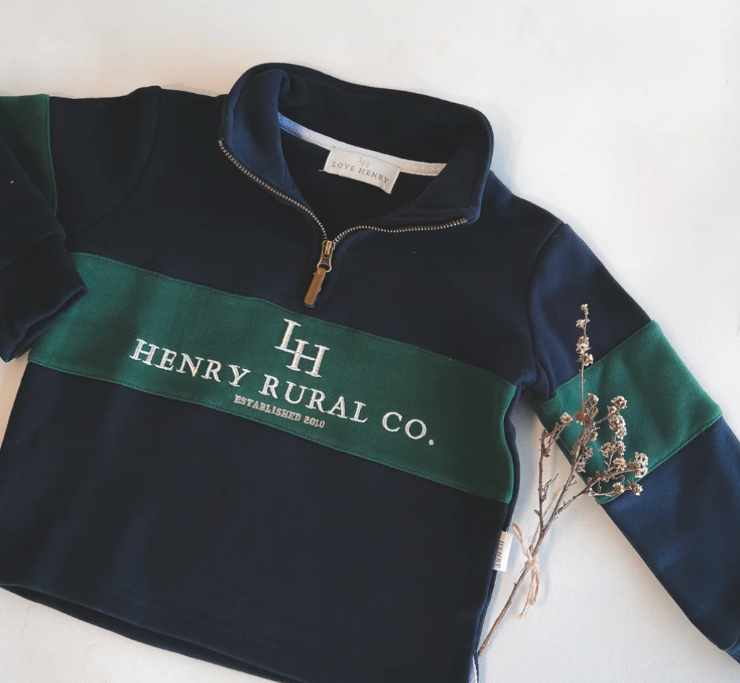 Boys Rural Co Sweater - Navy/Green