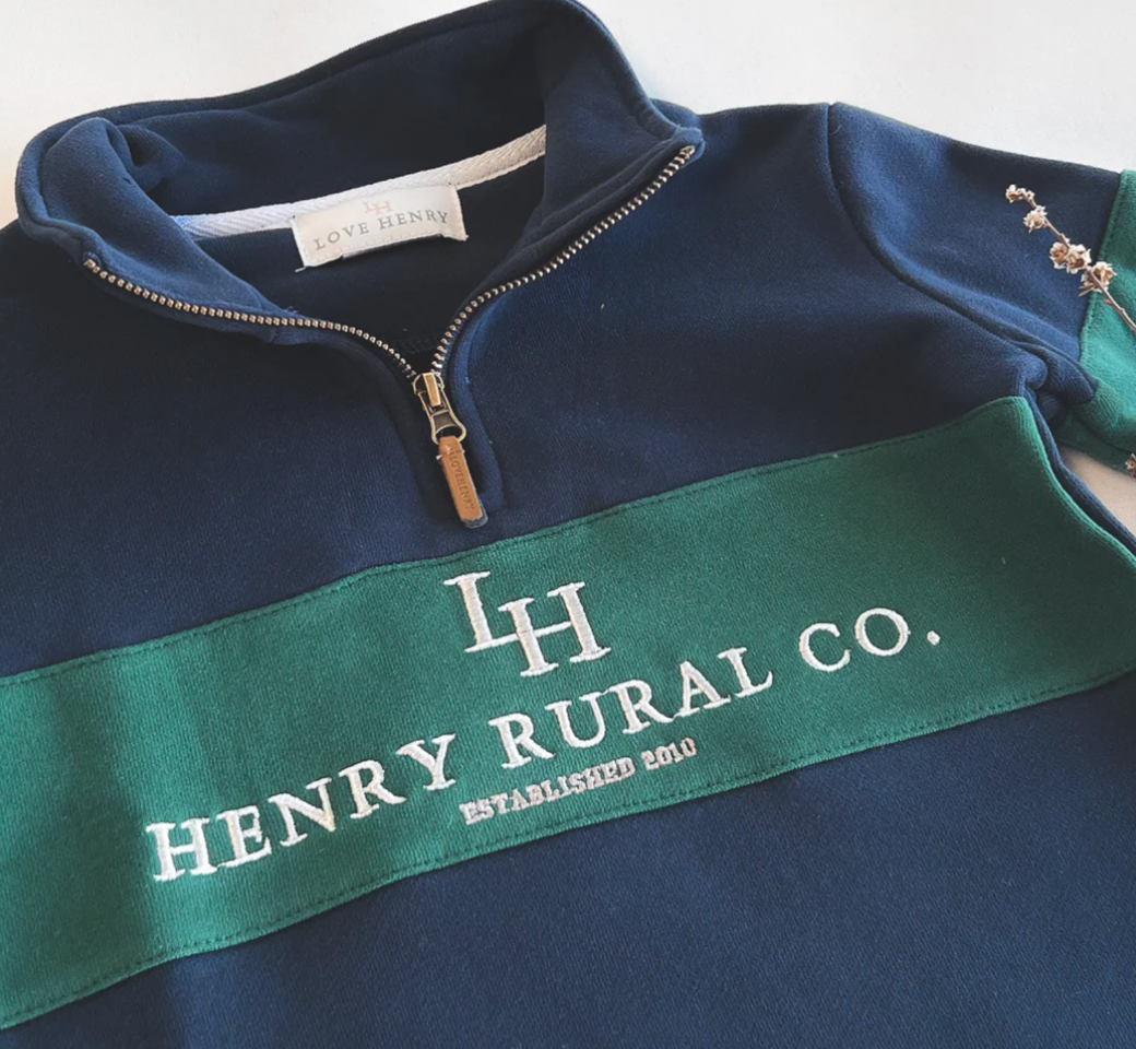 Boys Rural Co Sweater - Navy/Green