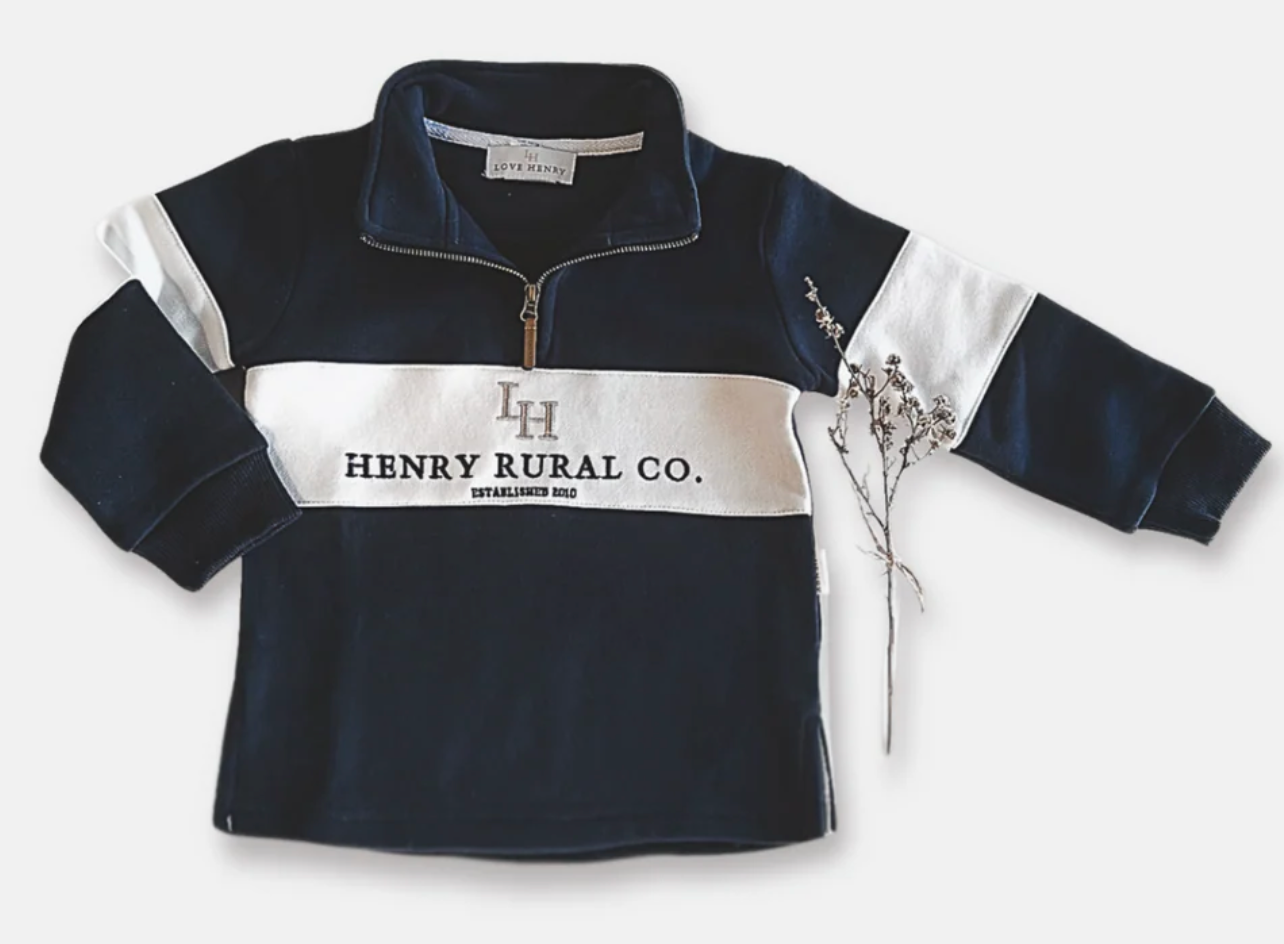 Boys Rural Co Sweater - Navy/White