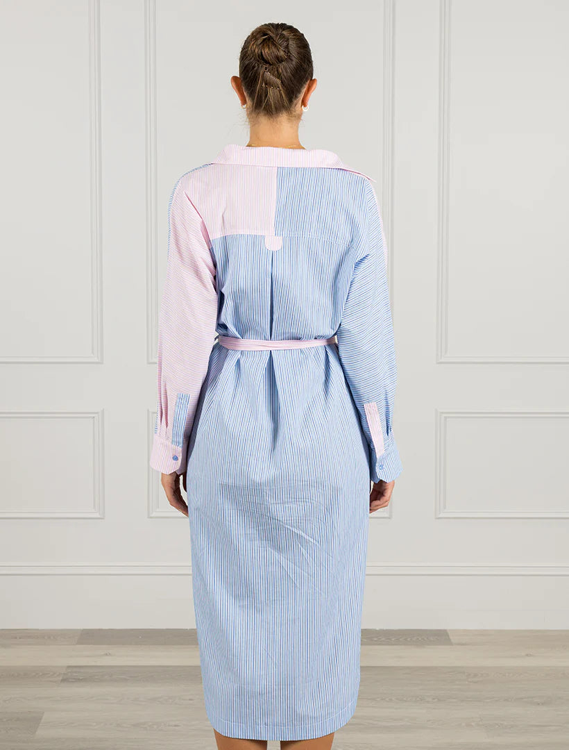 Ellie Shirt Dress - Pink/Blue Stripe