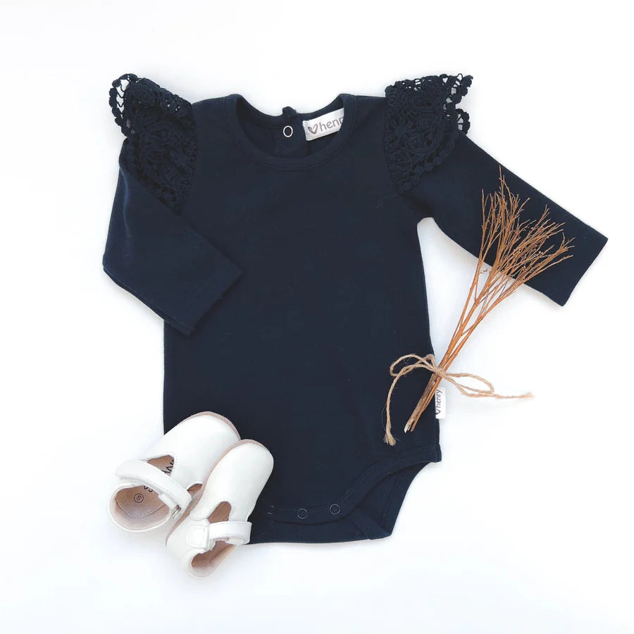 Baby Girls Lace Sleeve Onesie