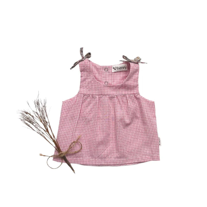 Baby Girls Amelia Top - Pink Gingham