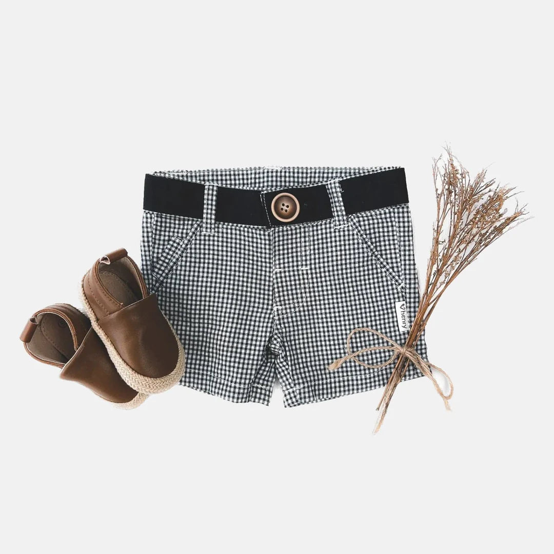 Baby Boys Oscar Shorts - Navy Gingham