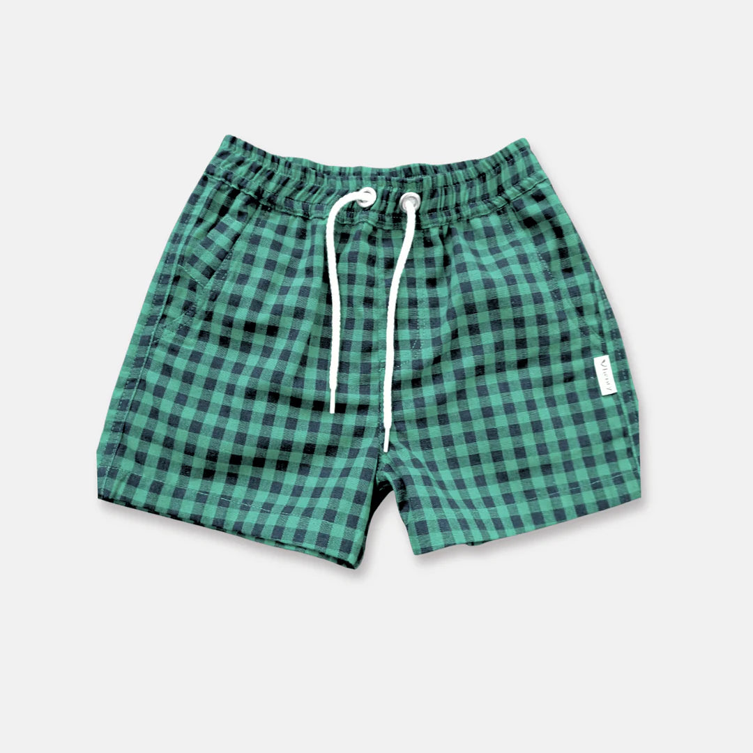 Boys Sonny Shorts - Green Navy Check