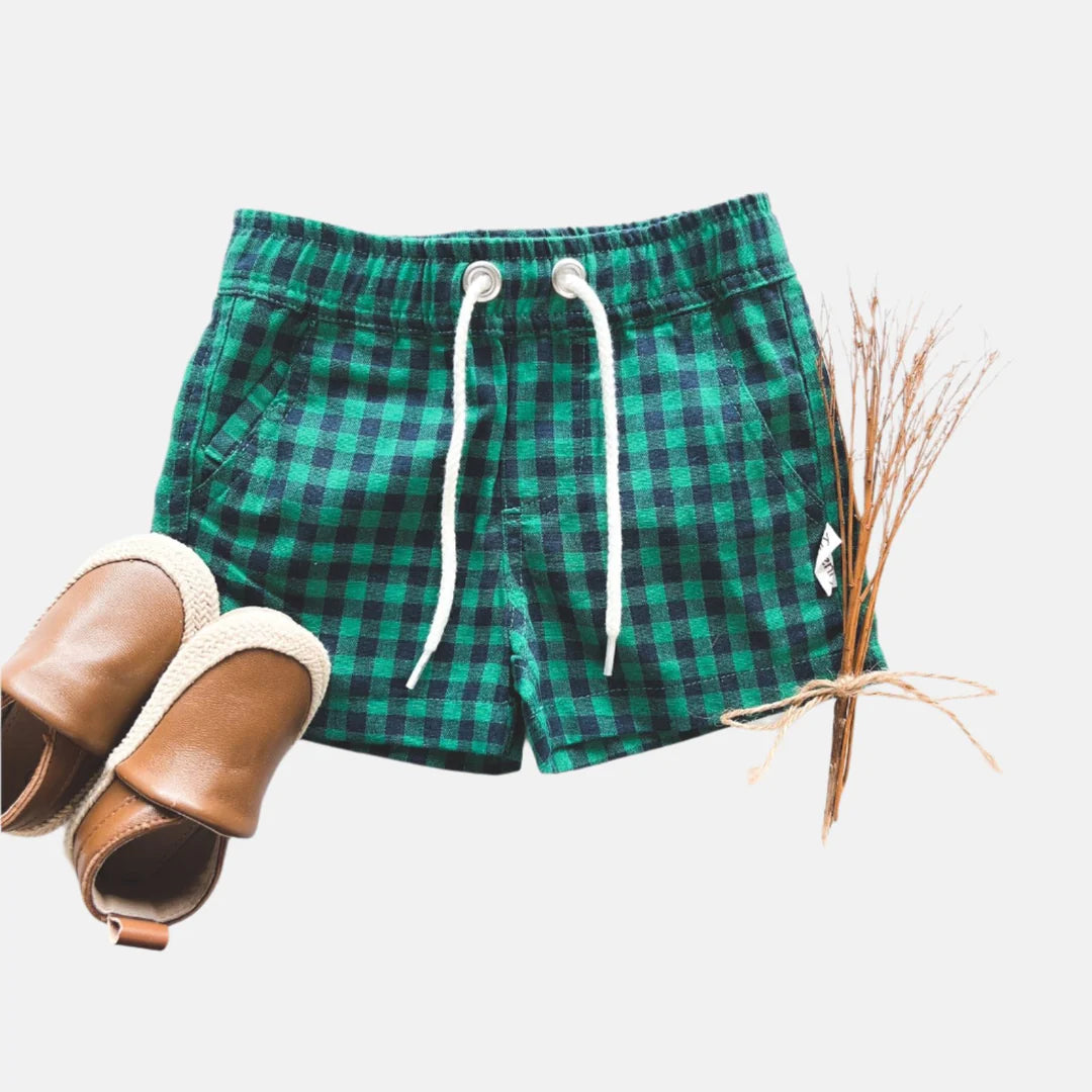 Baby Boys Sonny Shorts - Green Navy Check