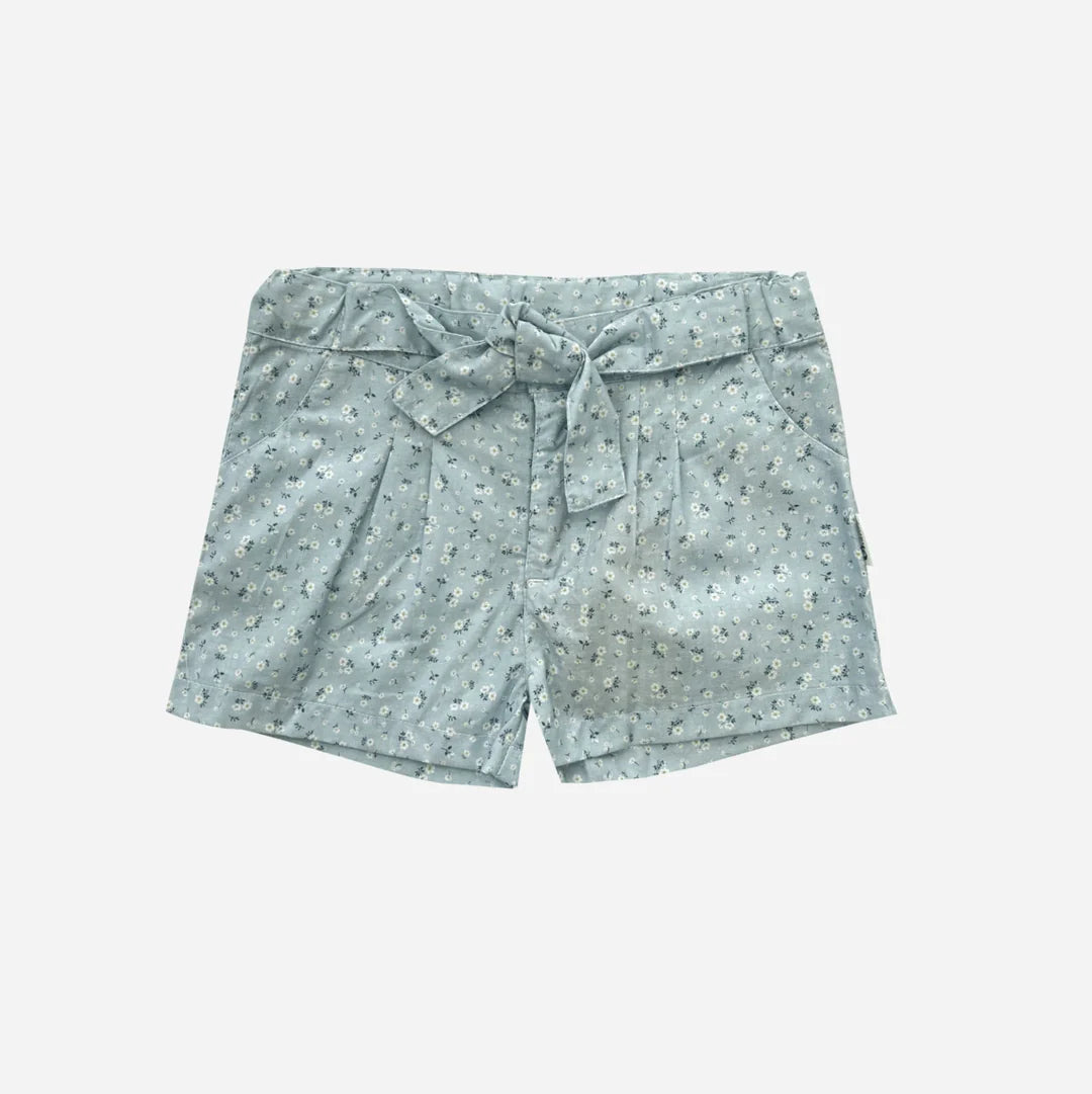 Girls Tie Waist Shorts - Pansy Blue