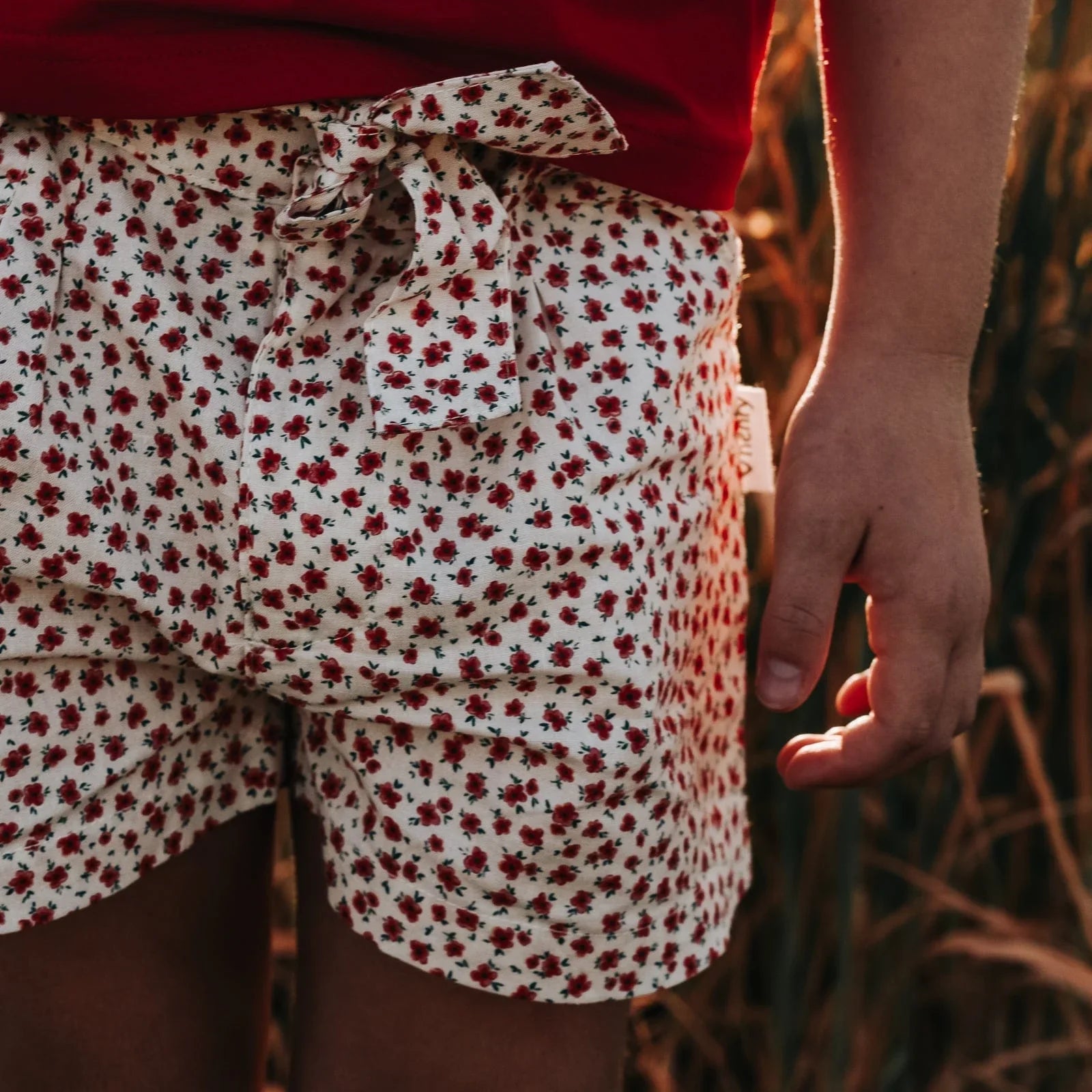 Girls Tie Waist Shorts - Petite Poppy