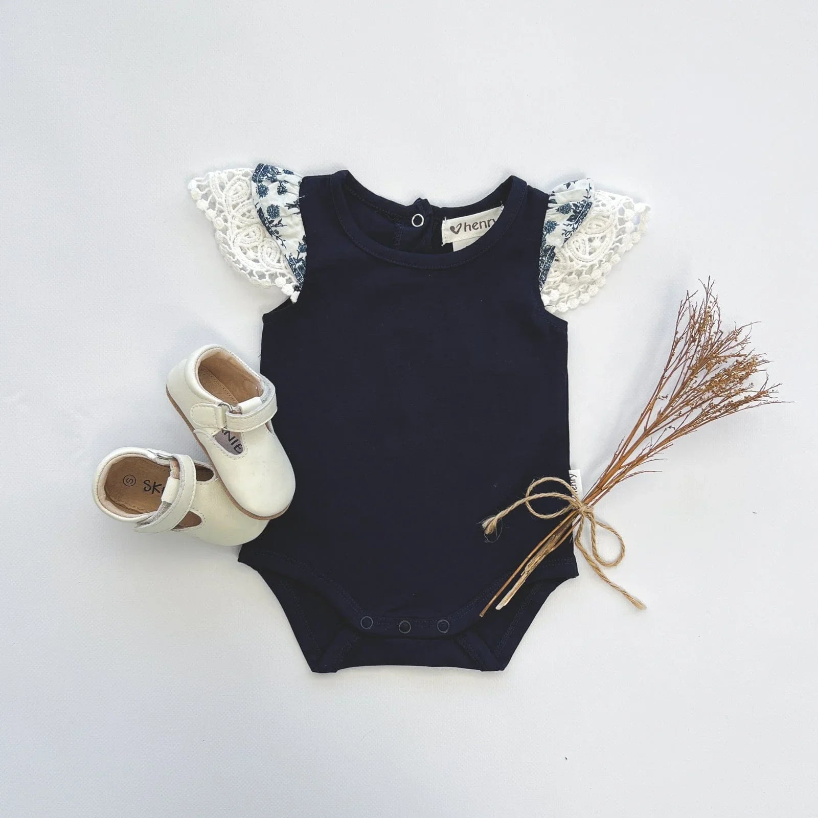 Baby Girls Knit Romper - Navy