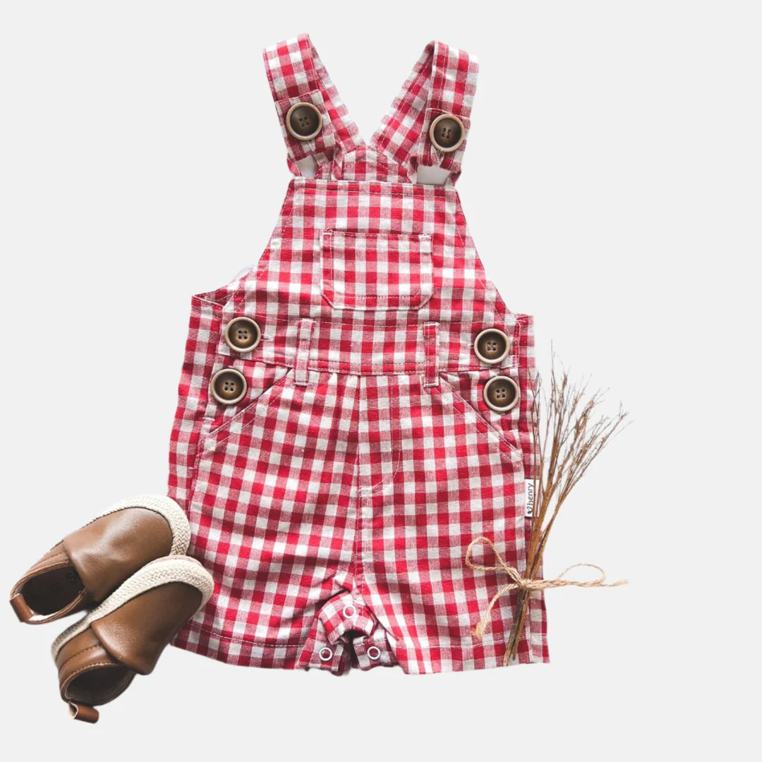 Baby Boys Roy Dungaree - Red Check
