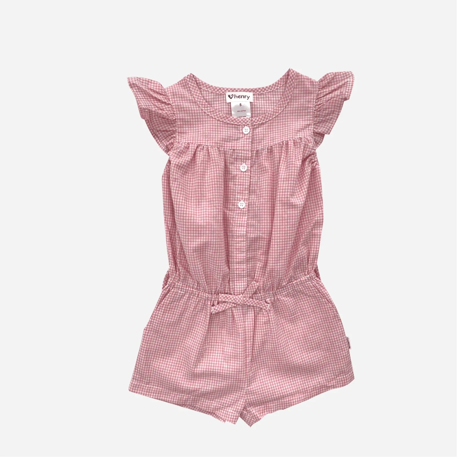 Girls Chloe Playsuit - Pink Gingham