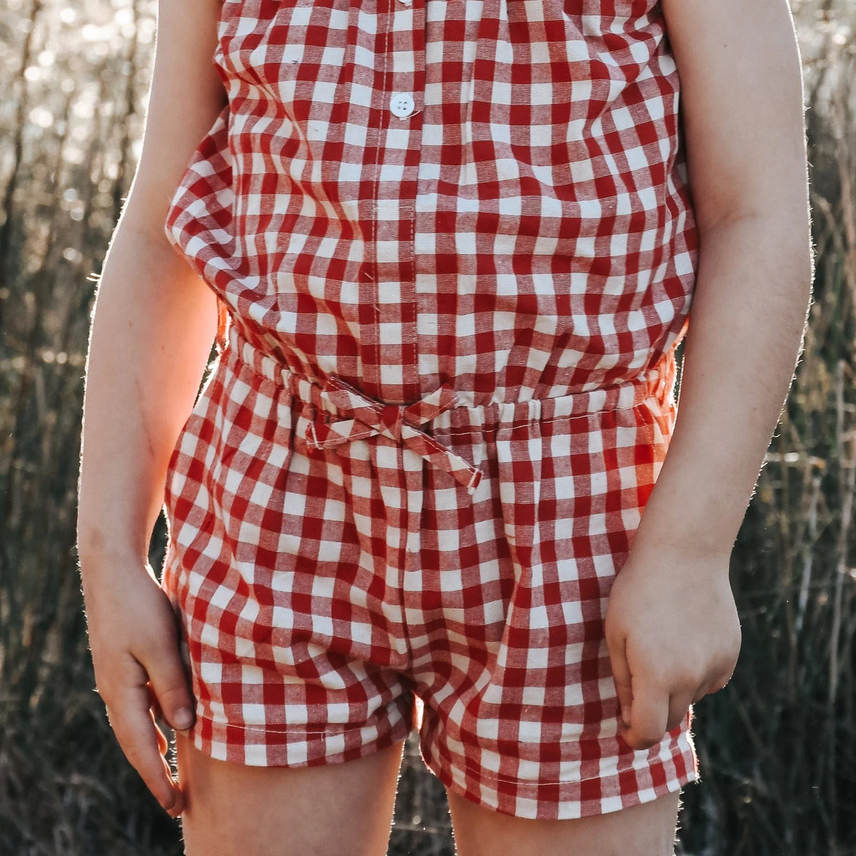 Girls Chloe Playsuit Red Gingham