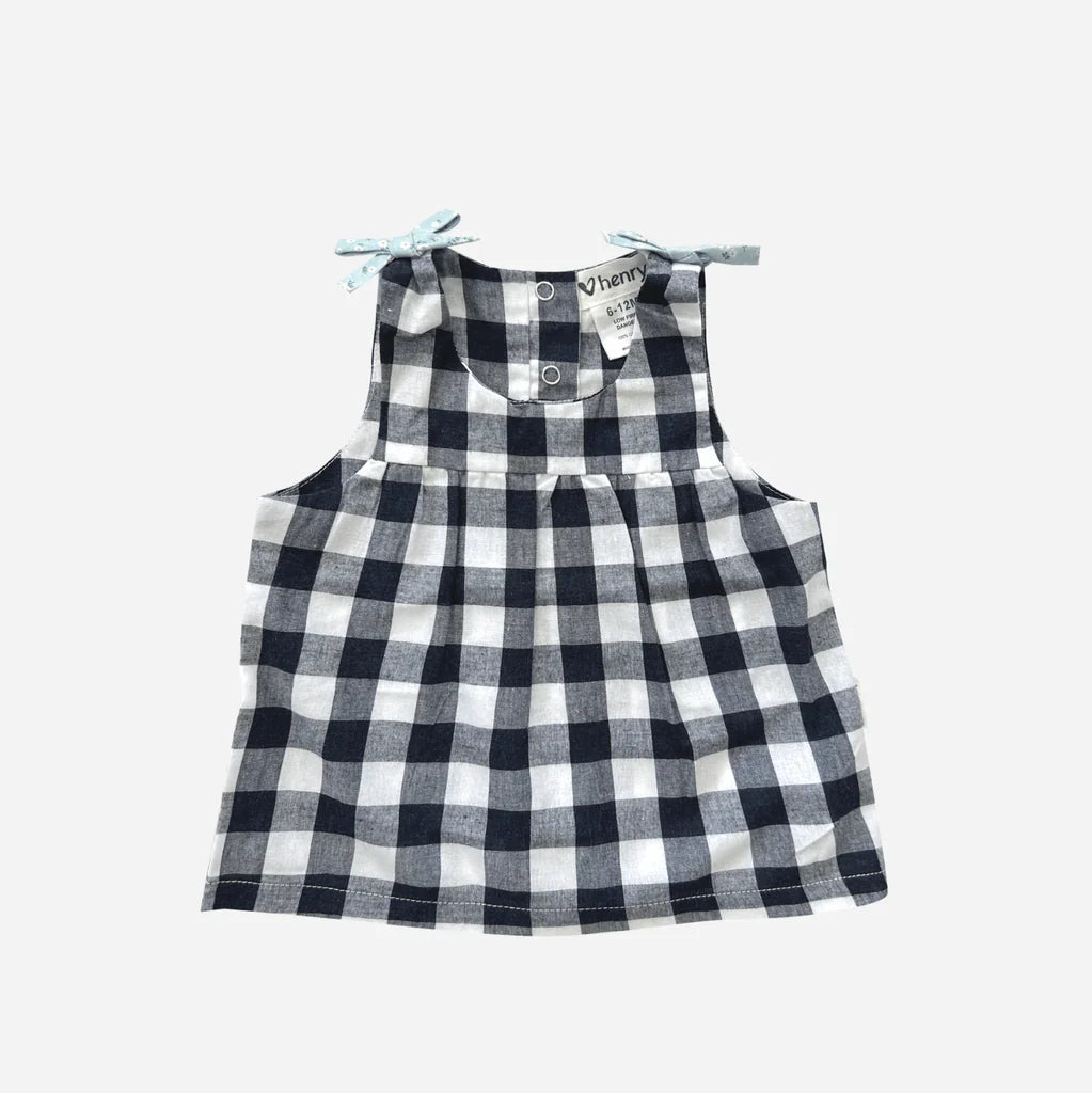 Baby Girls Amelia Top - Navy check