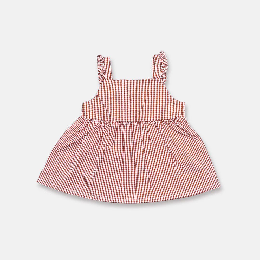 Girls Esme Top - Petite Red Check