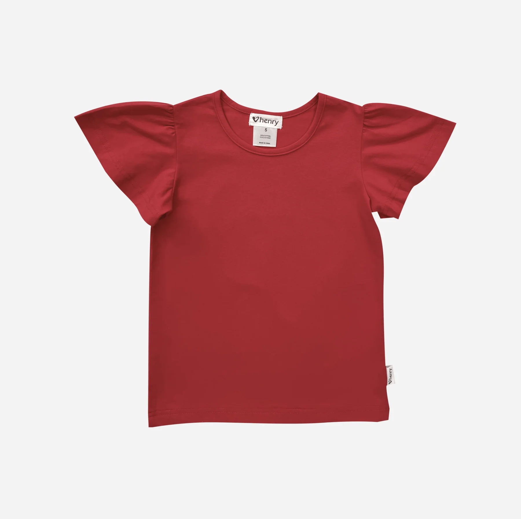 Girls Frill Sleeve Top - Red
