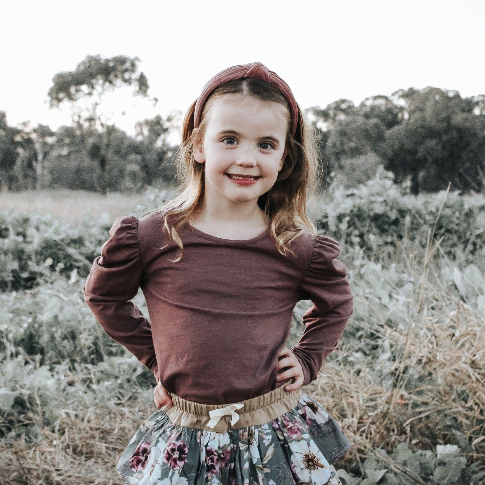 Girls Puff Sleeve Knit Top