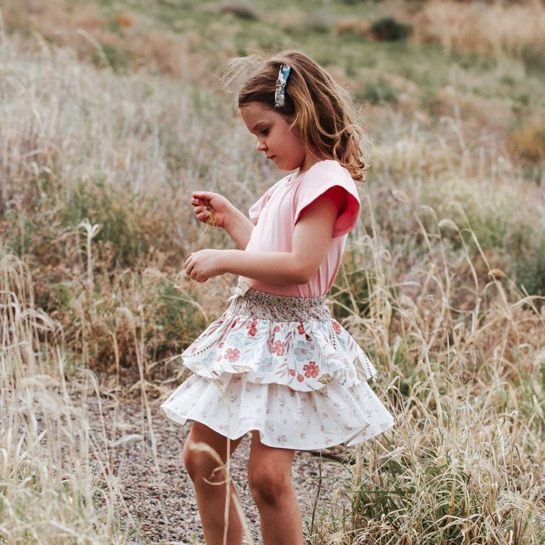 Girls Frill Sleeve Top - Peach Pink