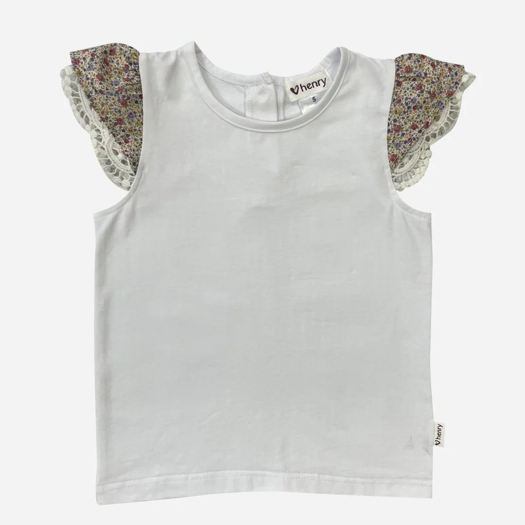 Girls Print Sleeve Top - Fairyfloss Sunset