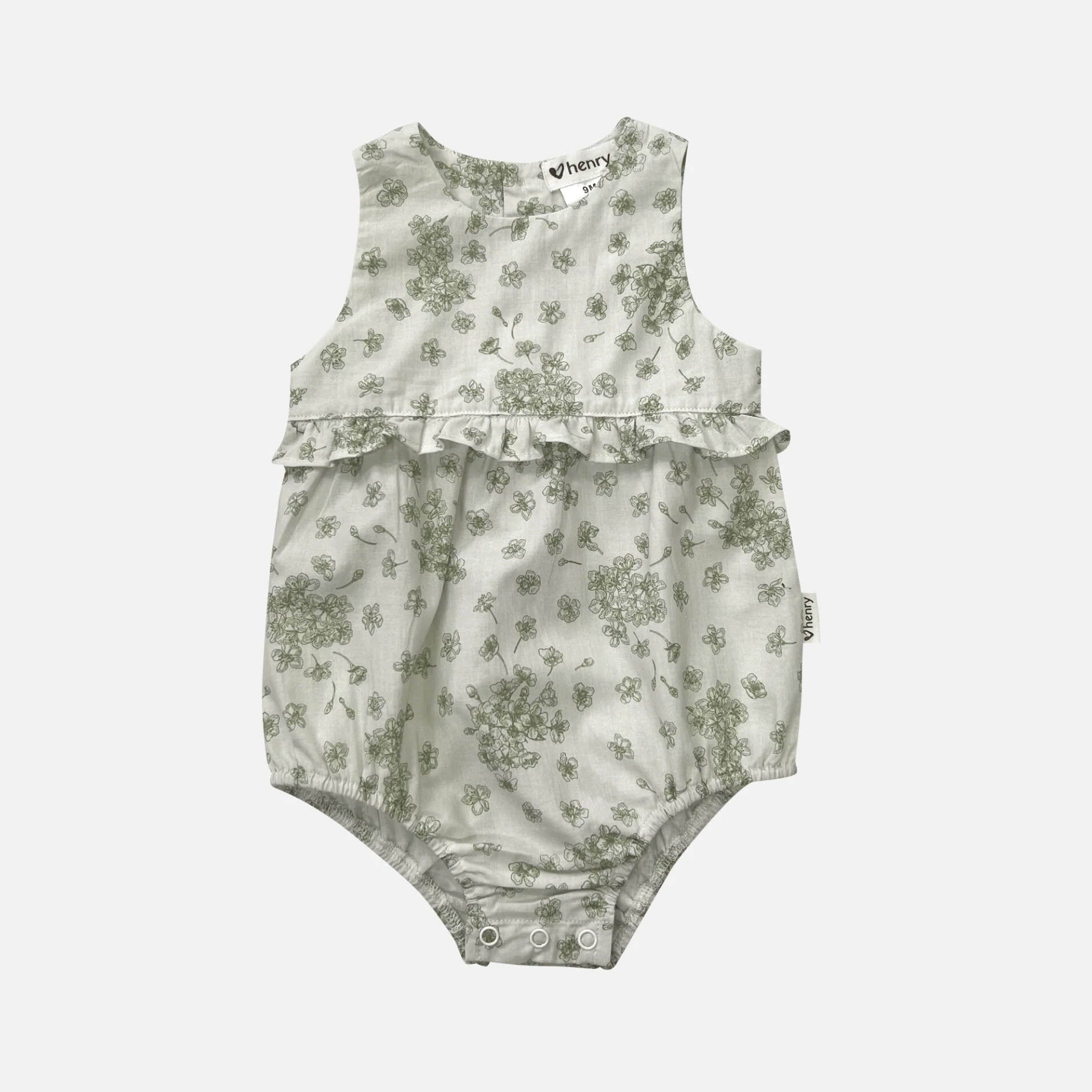 Baby Girl Nora Playsuit - Moss Flowers
