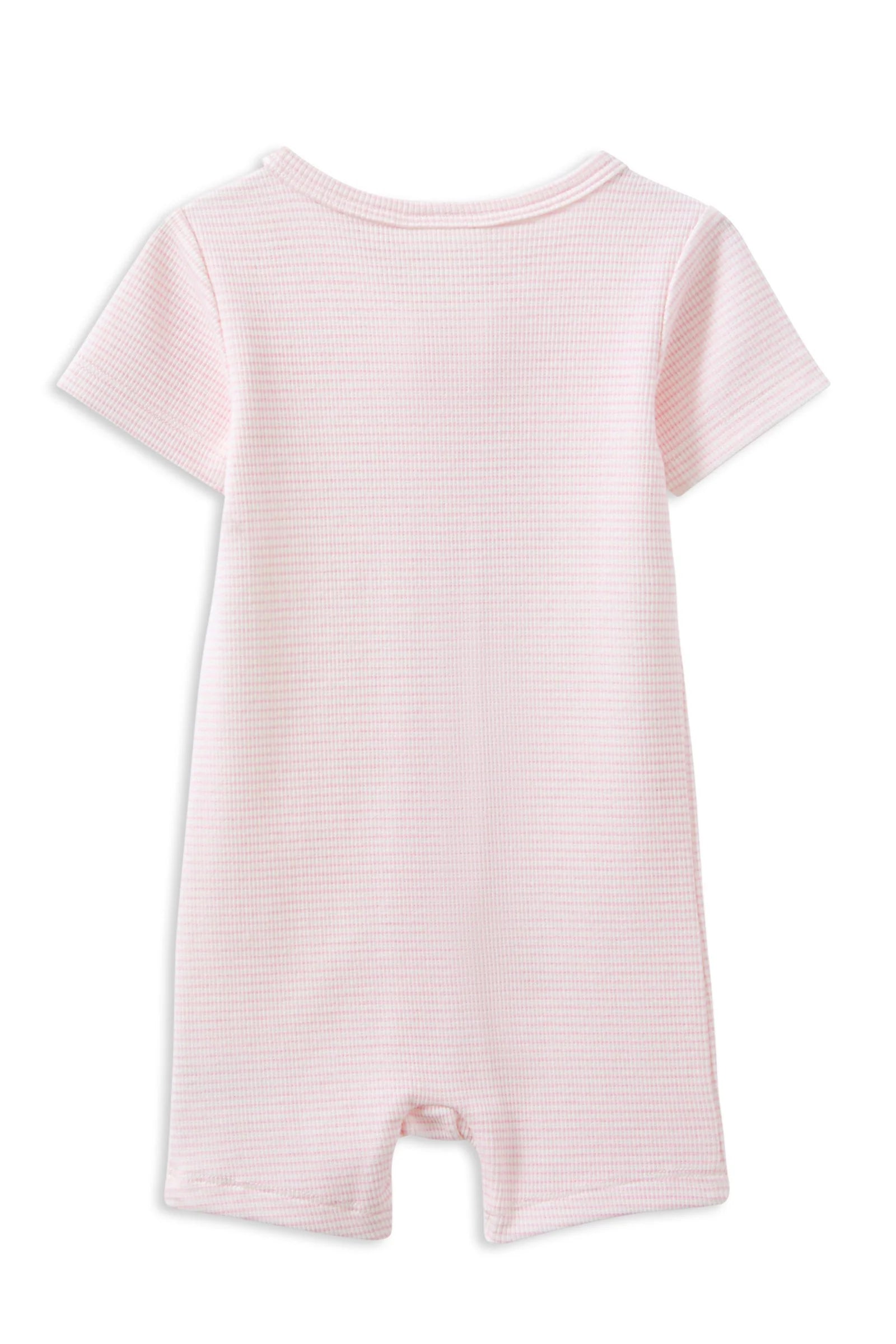 Pink Stripe Rib Zip Romper