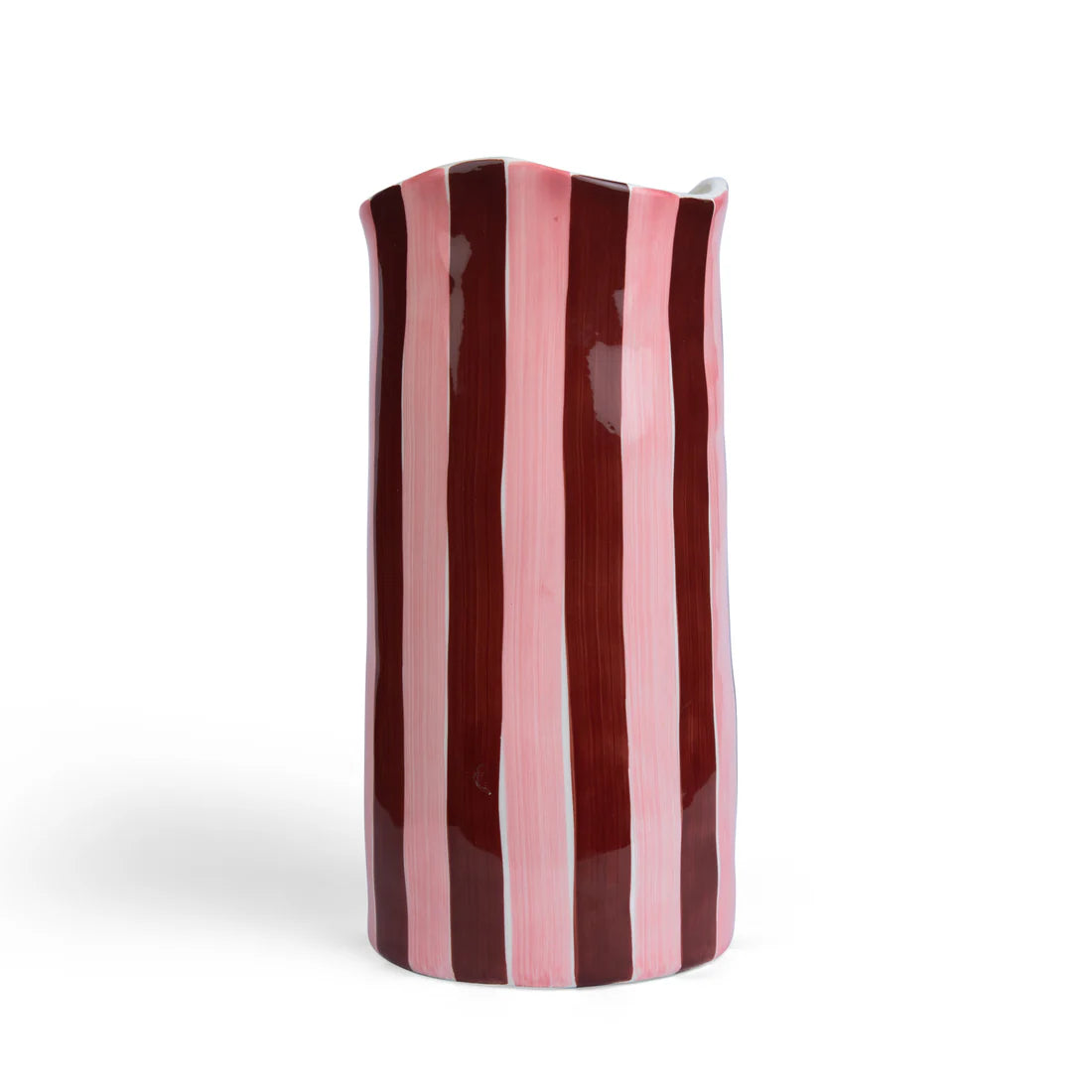 Medium Vase - Burgundy & Pink Stripe