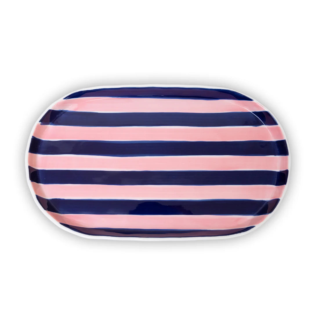 Oval Platter - Pink & Navy