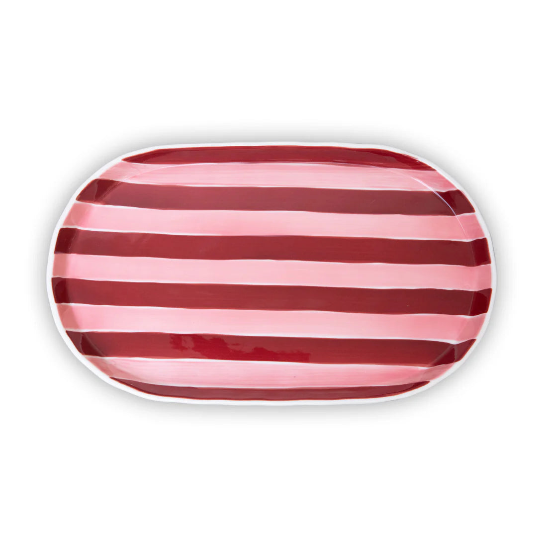 Oval Platter - Pink & Burgundy