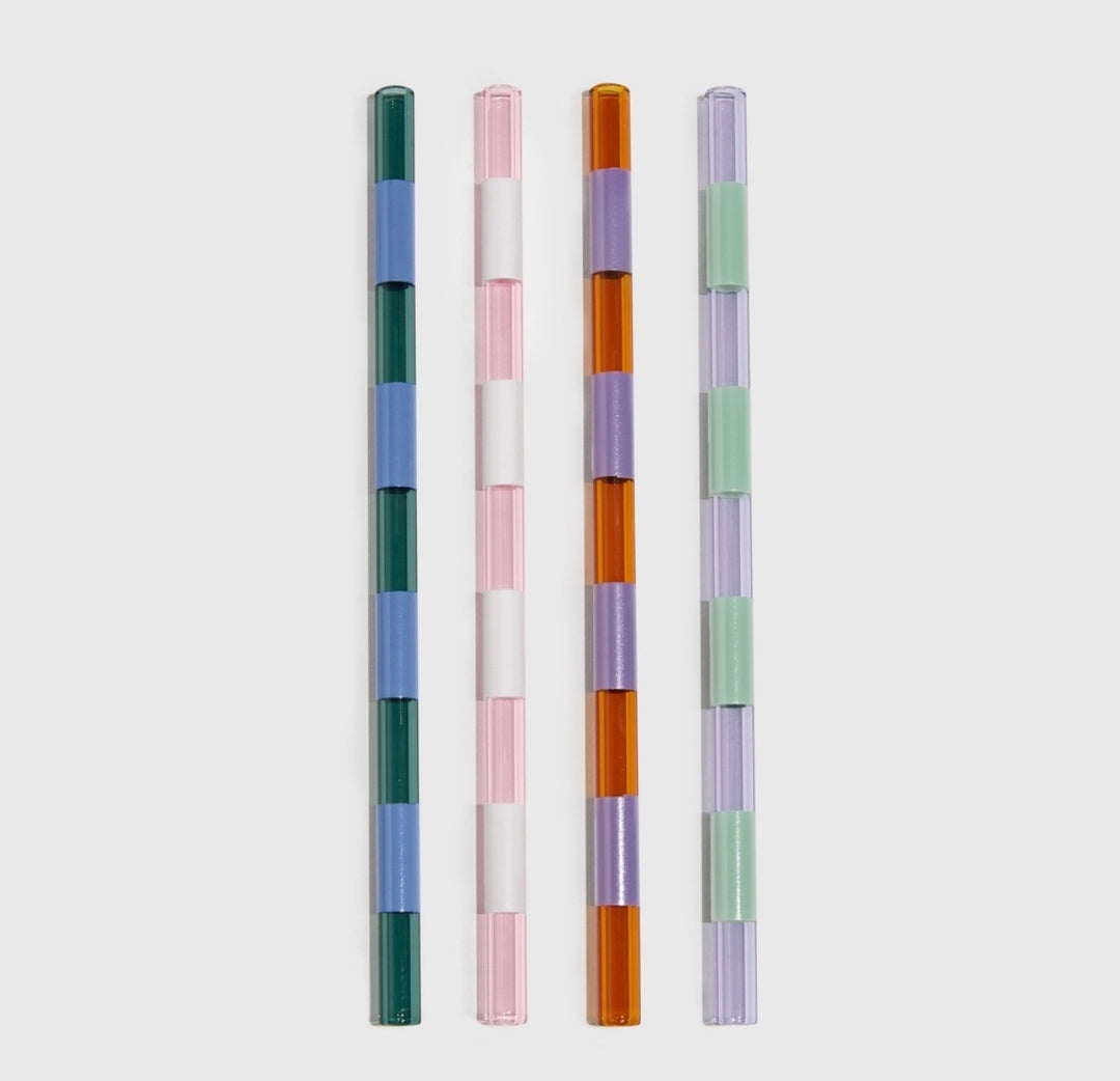 Four x Striped Straws