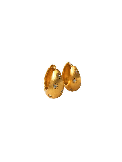 Vintage Diamond Teardrop Hoops