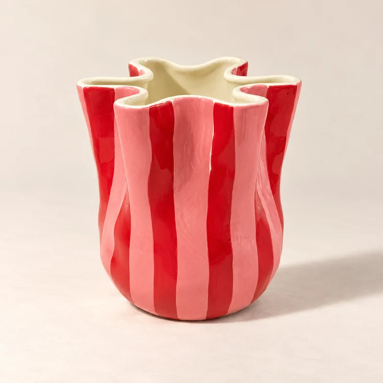 Fold Vase - Pink & Red Stripe