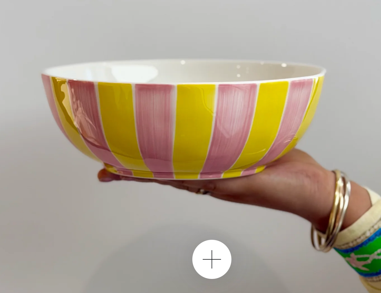Salad Bowl - Yellow & Pink Stripe