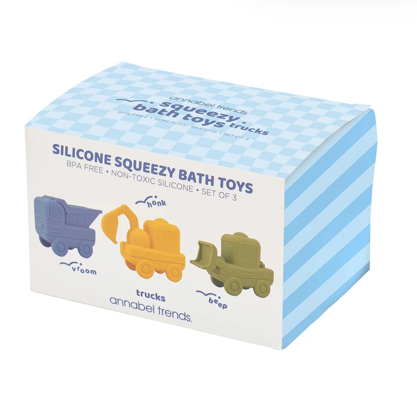 Silicone Squeezy Truck Bath Toys – 3 Piece Set