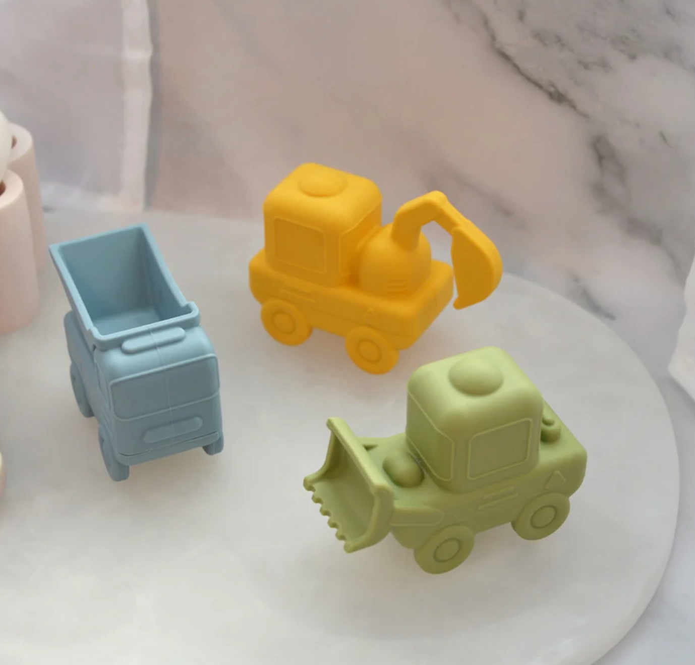 Silicone Squeezy Truck Bath Toys – 3 Piece Set