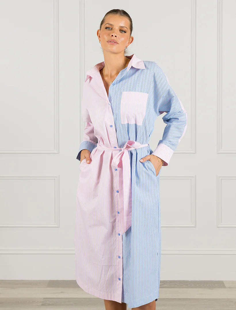 Zjoosh X Ellie Shirt Dress - Pink/Blue Stripe